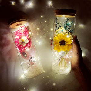 Dried Flowers Immortalized Flowers Sunflowers Roses Ornaments Red Preserved Rose In Glass Dome With Colorful LED Lights Valentines Day Gift